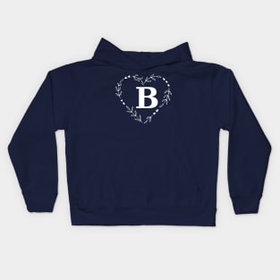 Letter B Floral Wreath Monogram Kids Hoodie